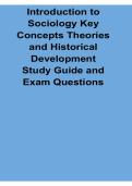 Introduction to Sociology Key Concepts Theories and Historical Development Study Guide Exam Questions Sociology Review 2025&sol; 2026