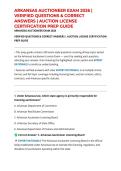 ARKANSAS AUCTIONEER EXAM 2026 &vert; 200 VERIFIED QUESTIONS & CORRECT ANSWERS &vert; AUCTION LICENSE CERTIFICATION PREP GUIDE
