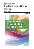 Test Bank for Psychiatric-Mental Health Nursing 8th Edition by Sheila L&period; Videbeck ISBN 9781975116378 Chapter 1-24 &vert; Complete Guide A&plus;