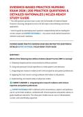 EVIDENCE-BASED PRACTICE NURSING EXAM 2026 &vert; 200 PRACTICE QUESTIONS & DETAILED RATIONALES &vert; NCLEX-READY STUDY GUIDE