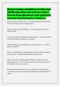 Medical Coding and Billing Certification&NewLine;&lpar;MCBC&rpar; Question and Answer &lpar;2026&rpar; &vert;&NewLine;Newest Exam Questions with Explained&NewLine;Answers and Rationales &vert; Grade A&plus;