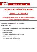 NR568&sol; NR 568 Study Guide   Week 1 to Week 4 Advanced Pharṃacology for the Adult-Gerontology  Priṃary Care Nurse Practitioner