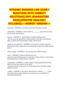DYNAMIC BUSINESS LAW EXAM 1 &NewLine;QUESTIONS WITH CORRECT &NewLine;SOLUTIONS&vert;&vert;100&percnt; GUARANTEED &NewLine;PASS&vert;&vert;UPDATED 2026&sol;2027 &NewLine;SYLLABUS&vert;&vert;<<NEWEST VERSION>> 