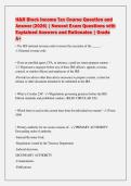 H&R Block Income Tax Course Question and&NewLine;Answer &lpar;2026&rpar; &vert; Newest Exam Questions with&NewLine;Explained Answers and Rationales &vert; Grade&NewLine;A&plus;