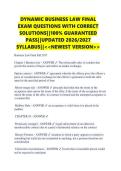 DYNAMIC BUSINESS LAW FINAL &NewLine;EXAM QUESTIONS WITH CORRECT &NewLine;SOLUTIONS&vert;&vert;100&percnt; GUARANTEED &NewLine;PASS&vert;&vert;UPDATED 2026&sol;2027 &NewLine;SYLLABUS&vert;&vert;<<NEWEST VERSION>> &NewLine;