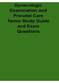 Gynecologic Examination and Prenatal Care Terms Study Guide Exam Questions Women&rsquo;s Health Nursing Review 2025&sol; 2026