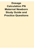 Dosage Calculation PN Maternal Newborn Study Guide Practice Questions Nursing Math OB Calculations Review 2025&sol; 2026