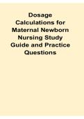 Dosage Calculations for Maternal Newborn Nursing Study Guide Practice Questions OB Medication Math Review 2025&sol; 2026