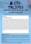 TRL3703 Assignment 3 PORTFOLIO &lpar;ANSWERS&rpar; Semester 1 2026 - DISTINCTION GUARANTEED