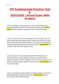 ATI Fundamentals Practice Test A &vert; Actual Exam Questions & Verified Answers &vert; Nursing Exam Resource&NewLine;&NewLine;