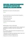 CWB LEVEL 1 INSPECTOR EXAMINATION&NewLine;TEST COMPLETE QUESTIONS AND&NewLine;ANSWERS FULL SOLUTION VERIFIED&NewLine;