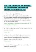 CWB LEVEL 1 INSPECTOR TEST BANK FULL&NewLine;SOLUTION VERIFIED QUESTIONS AND&NewLine;ANSWERS GUARANTEED TO PASS&NewLine;