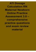 ATI Dosage Calculation RN Maternal Newborn Online Practice Assessment 3&period;0 Comprehensive Practice Study Guide Nursing Math Review 2025&sol; 2026