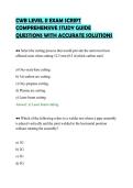 CWB LEVEL II EXAM SCRIPT&NewLine;COMPREHENSIVE STUDY GUIDE&NewLine;QUESTIONS WITH ACCURATE SOLUTIONS&NewLine;