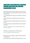 CWB LEVEL II TEST BANK FULL SOLUTION&NewLine;VERIFIED QUESTIONS AND ANSWERS&NewLine;GUARANTEED TO PASS&NewLine;