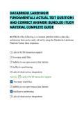 DATABRICKS LAKEHOUSE&NewLine;FUNDAMENTALS ACTUAL TEST QUESTIONS&NewLine;AND CORRECT ANSWERS BUNDLED STUDY&NewLine;MATERIAL COMPLETE GUIDE