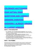 2026&sol;2027  Colorado Auctioneer Exam &vert; Actual Verified Q&A Test Bank &vert; Instant Download PDF
