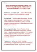 Texas Psychologist Jurisprudence Exam ACTUAL &NewLine;EXAM COMPLETE VERIFIED QUESTIONS AND &NewLine;CORRECT ANSWERS LATEST UPDATE&period;pdf
