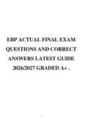 EBP ACTUAL FINAL EXAM&NewLine;QUESTIONS AND CORRECT&NewLine;ANSWERS LATEST GUIDE&NewLine;2026&sol;2027 GRADED A&plus; &period;