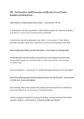 HPE &ndash; Quiz Questions&comma; Health Promotion and Education Course&comma; Practice Questions and Study Review