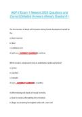 A&P II Exam 1 Newest 2026 Questions and &NewLine;Correct Detailed Answers Already Graded A&plus; 