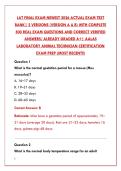 LAT FINAL EXAM NEWEST 2026 TEST BANK &ndash; 500 REAL AALAS LABORATORY ANIMAL TECHNICIAN QUESTIONS & VERIFIED ANSWERS &vert; PASS YOUR CERTIFICATION WITH CONFIDENCE&NewLine;&NewLine;