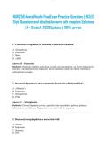 NUR 256 Mental Health Final Exam Practice Questions &vert; NCLEX Style Questions and detailed Answers with complete Solutions &vert; A&plus; Graded &vert; 2026 Updates &vert; 100&percnt; correct