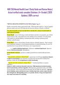 NUR 256 Mental Health Exam 1 Study Guide and Review Notes &vert; Actual verified study complete Solutions &vert; A&plus; Graded &vert; 2026 Updates &vert; 100&percnt; correct