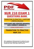 NUR 210 EXAM 1 QUESTIONS BANK  AND VERIFIED ANSWERS&vert; 100&percnt; CORRECT&vert; GRADED A&plus;