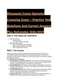 2026&sol;2027 Q&A &vert; S-Tier Minnesota Crane Operator Licensing Exam Practice Test & Rationales &lpar;Instant Download Pdf&rpar;