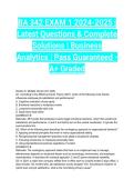 BA 342 EXAM 1 2024-2025 &vert; Latest Questions & Complete Solutions &vert; Business Analytics &vert; Pass Guaranteed - A&plus; Graded