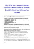 LRA 218 Final Exam &ndash; Landscape Architecture Construction & Materials Actual Exam 2026&sol;2027 &vert; Graded A&plus; &vert; Correct & Verified with Detailed Rationales Pass Guaranteed