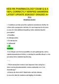 HESI RN PHARMACOLOGY EXAM Q & A &NewLine;100&percnt; CORRECTLY VERIFIED ANSWERS &NewLine;LATEST UPDATE 2026&sol;2027 GRADED A&plus; 