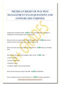 MICHIGAN RIGHT OF WAY PEST&NewLine;MANAGEMENT EXAM QUESTIONS AND&NewLine;ANSWERS 2026 VERIFIED&period;