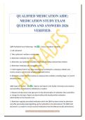 QUALIFIED MEDICATION AIDE&colon;&NewLine;MEDICATION STUDY EXAM&NewLine;QUESTIONS AND ANSWERS 2026&NewLine;VERIFIED
