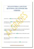 TEXAS FUNERAL LAW EXAM&NewLine;QUESTIONS AND ANSWERS 2026&NewLine;VERIFIED
