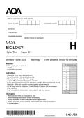 AQA GCSE MAY JUNE 2025 BIOLOGY HIGHER PAPER 2 question paper for practice