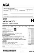 AQA GCSE MAY JUNE 2025 MATHS HIGHER PAPER 2 question paper for practice