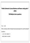  Florida Contractor Business and Finance Exam 2024&colon; 120 Practice Questions & Study Guide
