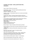 OCEANS 100 EXAM 1 SDSU QUESTIONS AND ANSWERS