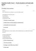 Population Health I Exam 1 &ndash; Practice Questions and Study Guide Review