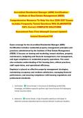 Accredited Residential Manager &lpar;ARM&rpar; Certification &sol; &NewLine;Institute of Real Estate Management &lpar;IREM&rpar;  &NewLine;Comprehensive Resource To Help You Ace 2026-2027 Exams &NewLine;Includes Frequently Tested Questions With ELABORATED &NewLine;100&percnt; Correct COMPLETE SOLUTIONS &NewLine;Guarante