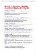 HESI A2 V1- CRITICAL THINKING  EXAM QUESTIONS AND ANSWERS