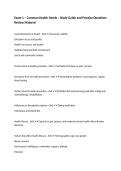 Exam 1 &ndash; Common Health Needs &ndash; Study Guide and Practice Questions Review Material
