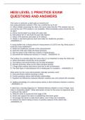 HESI LEVEL 1 PRACTICE EXAM QUESTIONS AND ANSWERS