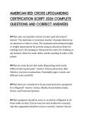 AMERICAN RED CROSS LIFEGUARDING&NewLine;CERTIFICATION SCRIPT 2026 COMPLETE&NewLine;QUESTIONS AND CORRECT ANSWERS