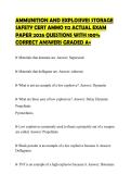 AMMUNITION AND EXPLOSIVES STORAGE&NewLine;SAFETY CERT AMMO 112 ACTUAL EXAM&NewLine;PAPER 2026 QUESTIONS WITH 100&percnt;&NewLine;CORRECT ANSWERS GRADED A&plus;