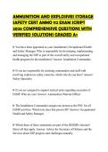 AMMUNITION AND EXPLOSIVES STORAGE&NewLine;SAFETY CERT AMMO 112 EXAM SCRIPT&NewLine;2026 COMPREHENSIVE QUESTIONS WITH&NewLine;VERIFIED SOLUTIONS GRADED A&plus;