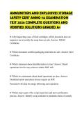 AMMUNITION AND EXPLOSIVES STORAGE&NewLine;SAFETY CERT AMMO 112 EXAMINATION&NewLine;TEST 2026 COMPLETE QUESTIONS AND&NewLine;VERIFIED SOLUTIONS GRADED A&plus;