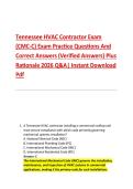 Tennessee HVAC Contractor Exam &NewLine;&lpar;CMC-C&rpar; Exam Practice Questions And &NewLine;Correct Answers &lpar;Verified Answers&rpar; Plus &NewLine;Rationale 2026 Q&A&vert; Instant Download &NewLine;Pdf 